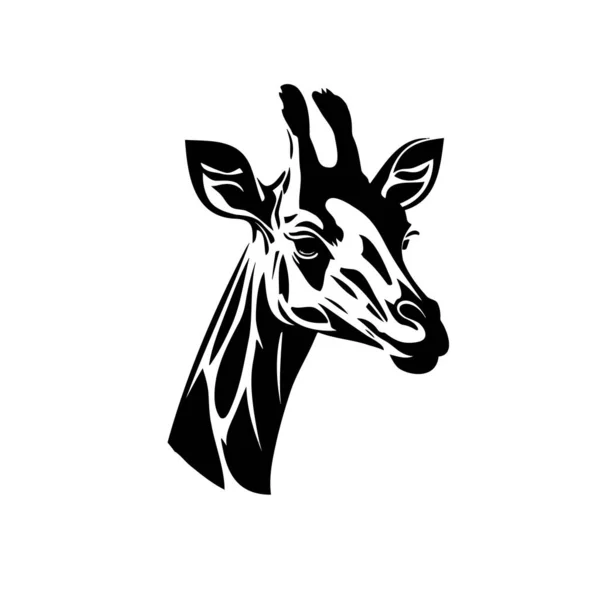 Giraffhuvud Siluett Vit Bakgrund Stilisering Logotyp Vektorillustration — Stock vektor