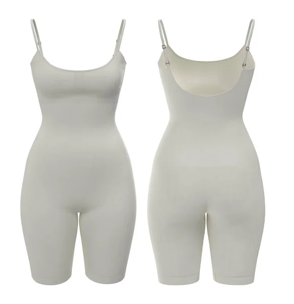 Skulpterar Mid Thigh Bodysuit Mockup Sömlös Kvinnodräkt Bodysuit Shapewear Kroppsformare — Stockfoto