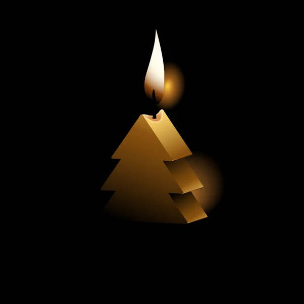 在黑暗中点亮蜡制蜡烛的圣诞背景 — 图库矢量图片#