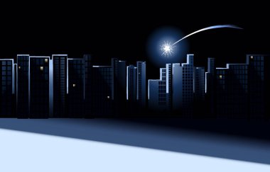 Şehirdeki elektrik kesintisi. Noel arkaplanı