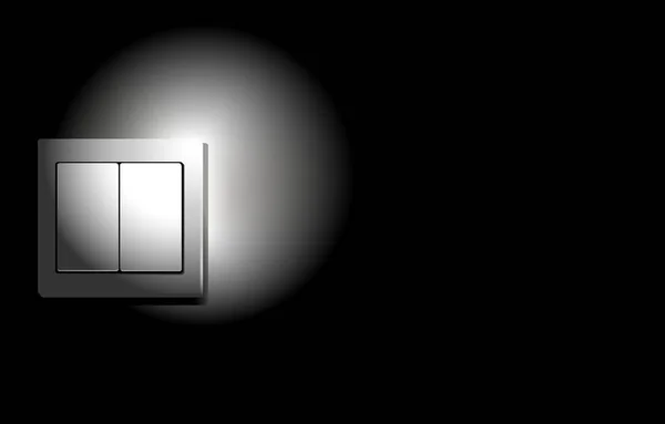Lichtschakelaar Een Donkere Ruimte Verlicht Door Zaklamp — Stockvector