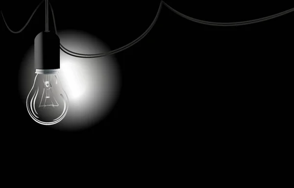 懐中電灯の光で照らされた暗い部屋の中の非発光電球 — ストックベクタ