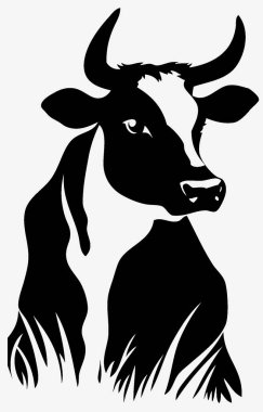 Siyah beyaz bir ineğin stilize edilmiş vektör çizimi