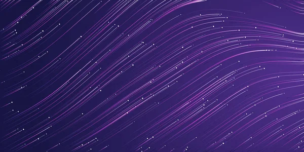 stock vector Dark Purple Curving, Bending, Flowing Energy Lines Pattern on Starry Sky - Modern Style Futuristic Technology, Science or Astronomy Concept Background, Generative Art, Creative Template, Vector Design