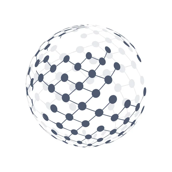 Réseaux Mondiaux Globe Polygonal Transparent Gris Nœuds Connectés Modèle Informatique — Image vectorielle
