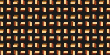 Birçok 3D dikdörtgen kahverengi küboid, dikdörtgen - Kusursuz Mozaik Desen, Kara Arkaplanda Düzenlenebilir Soyut Geometrik Tasarım, Yaratıcı Vektör Şablonu