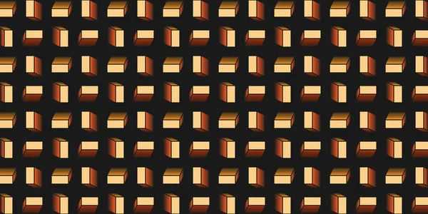 多くの3D矩形ブラウンの立方体 長方形 シームレスなモザイクパターン 編集可能な抽象幾何学的デザインダークブラックの背景 クリエイティブベクターテンプレート — ストックベクタ