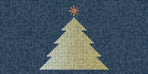 Goldener Weihnachtsbaum Aus Bunten Pixeln Großflächiger Mosaik Hintergrund Mehrzweck Feiertagsvorlage — Stockvektor