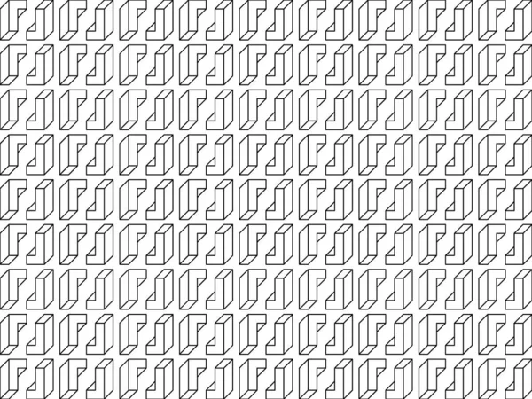 黒と白のミニマリズムモダンスタイル3Dシームレス透明ラインアートモザイクパターン L字型長方形 立方体 編集可能な要約幾何学的背景デザイン ベクトルテンプレート — ストックベクタ