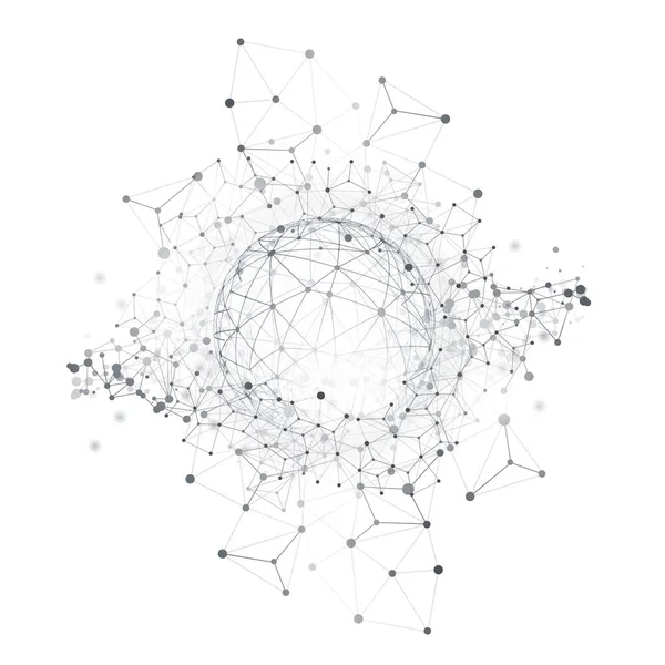 Black White Modern Minimal Style Ploygonal Networks Structure Telecommunications Concept — Stockový vektor