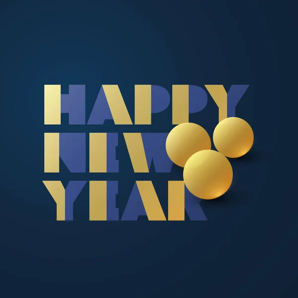 Dark Golden Blue Retro Style Art Deco Happy New Year — Stock Vector
