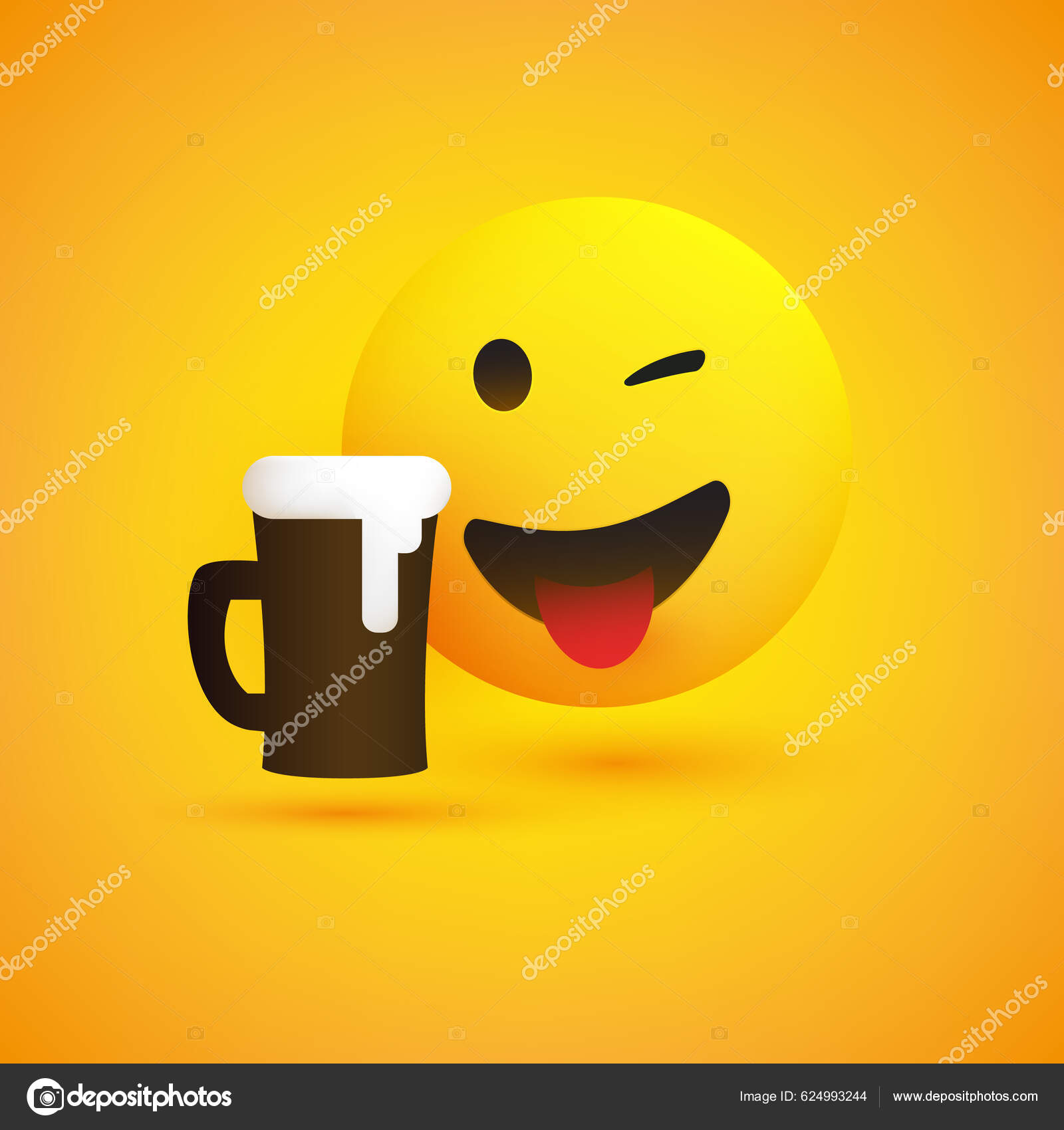 Sourire Cligner Des Yeux Encourager Emoji Profiter Goût Boisson Alcoolisée  Vecteur par ©bagotaj 624993244