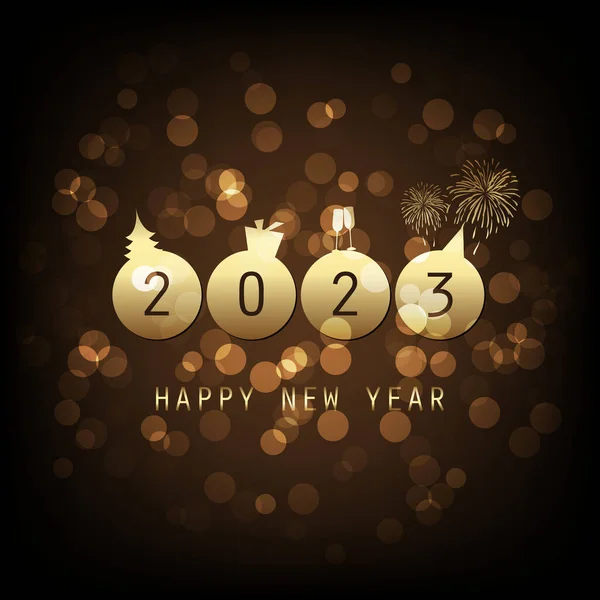 最佳祝愿 抽象黑暗金色现代风格快乐新年贺卡 封面或背景 创意设计模板 2023 — 图库矢量图片