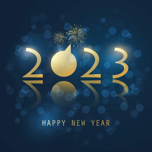 Πρότυπο Καρτών Σκούρο Μπλε Και Χρυσό Νέο Έτος Πυροτεχνήματα 2023 — Διανυσματικό Αρχείο