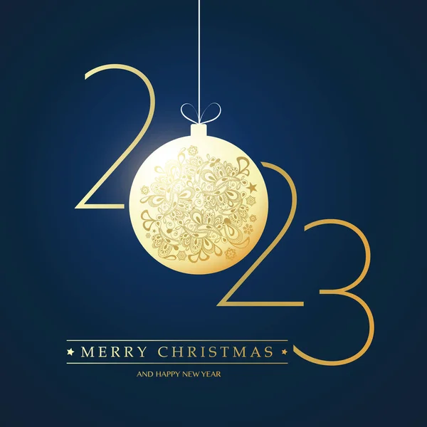 Los Mejores Deseos Golden Dark Blue Decorative Feliz Navidad Feliz — Vector de stock