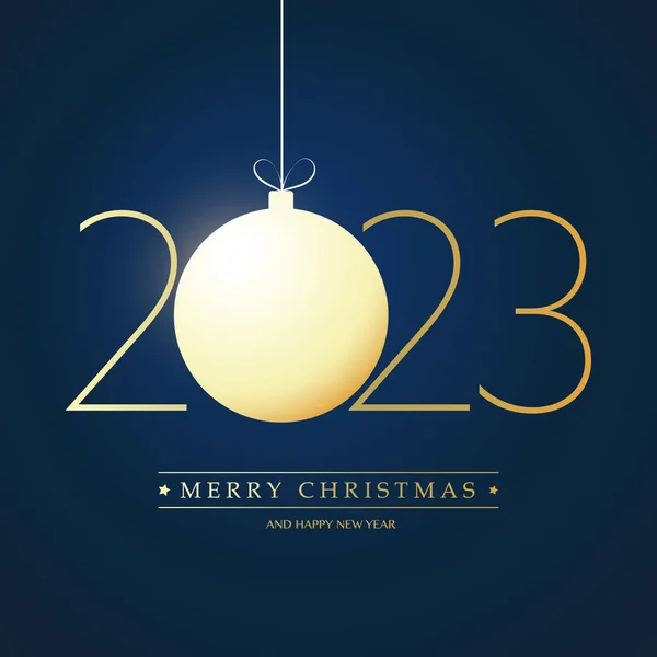 Tarjeta Felicitación Golden Merry Christmas Feliz Año Nuevo Plantilla Diseño — Vector de stock