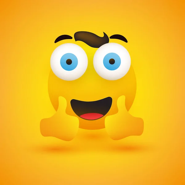 Glücklich Lächelnde Fröhliche Junge Männliche Emojis Mit Haaren Und Aufblitzenden — Stockvektor