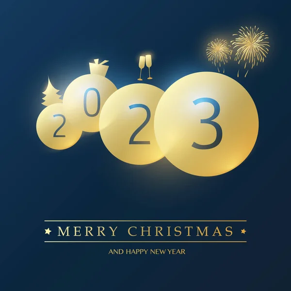 Best Wishes Christmas Winter Holidays Golden Dark Blue New Year – stockvektor