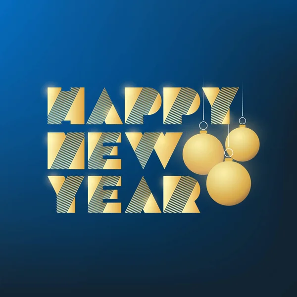 Dark Golden Retro Style Art Deco Happy New Year Type — Stock Vector
