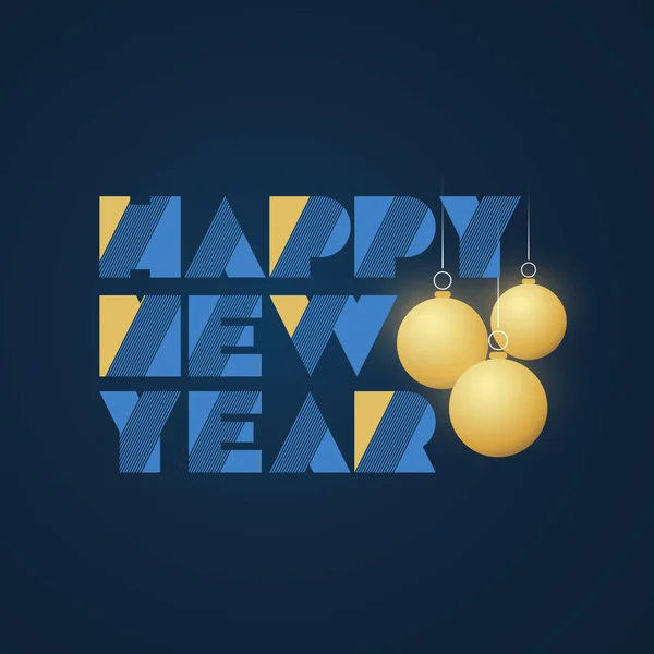 Dark Golden Retro Style Art Deco Happy New Year Type — Stock Vector
