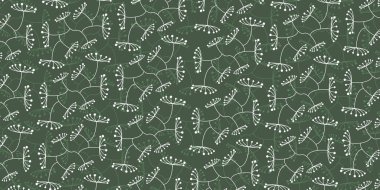 Benekli Beyaz ve Yeşil Katmanlı Çiçekler Deseni - Retro Biçim Doku, Arkaplan, Düzenlenebilir Vektör Biçiminde Tasarım Elemanı