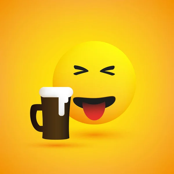 Disgusted Spitting Emoji Hating Taste Frothy Alcoholic Drink Simple Emoticon — Stock Vector