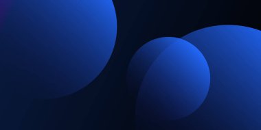 Modern Style Background, Header or Banner Design with Large Blue Overlapping Bubbles Pattern, Multi Purpose Creative Wide Scale Template for Web with Copyspace in Editable Vector Format