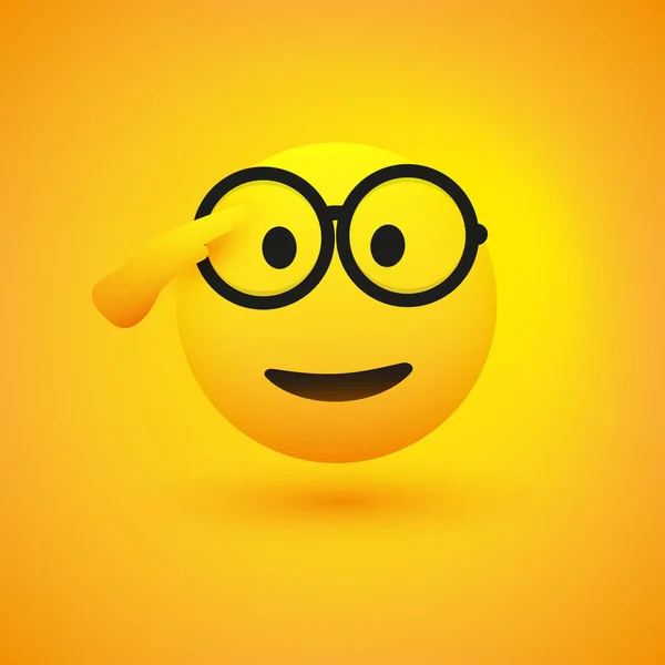 Saluting Face Glasses Happy Emoji Icon Design Yellow Face Saluting — Stock Vector