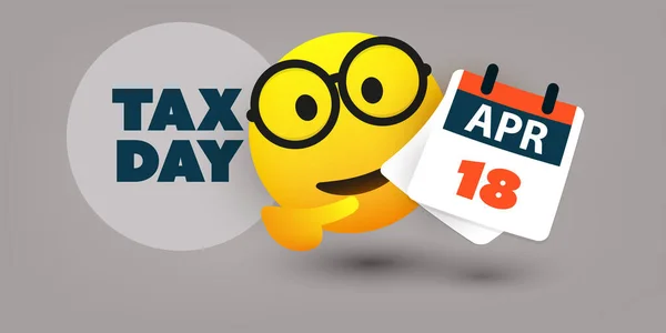 Tax Day Reminder Concept Design Vector Template Smiling Emoji Showing — Stock Vector