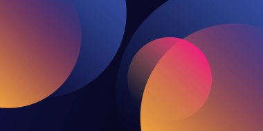 Dark Modern Style Background, Header or Banner Design with Large Blue and Red Overlapping Bubbles Pattern, Multi Purpose Creative Wide Scale Template for Web with Copyspace in Editable Vector Format