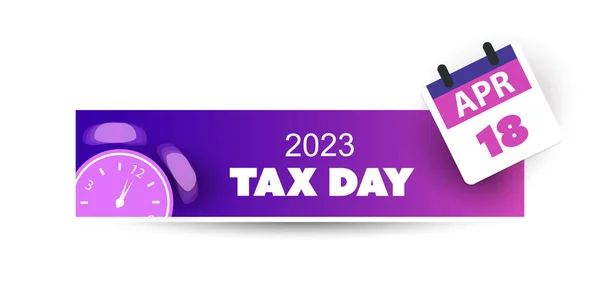 Retro Style Horizontal Tax Day Reminder Concept Banner Clock Web — Wektor stockowy