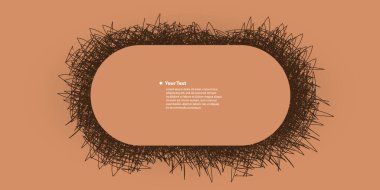 Round Oval Shape, Centered Abstract Brown Placeholder, Vector Design Template - Header, Banner, Flyer or Cover Design with Stripes, Lines - Includes Copyspace, Place, Room for Your Text