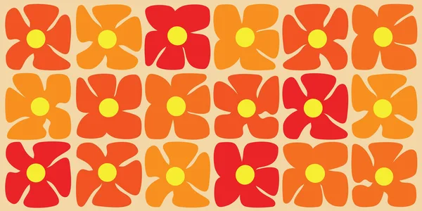 Simple Retro Style Flowers Pattern Summer Sping Theme 60S 70S — Archivo Imágenes Vectoriales