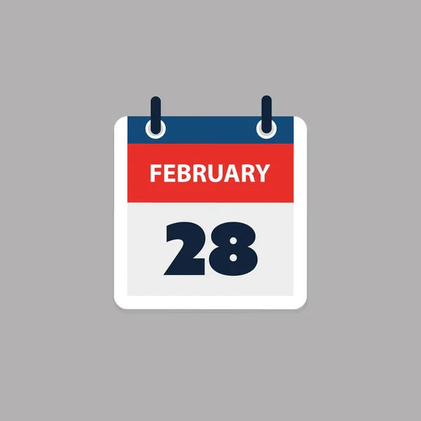 Simple Calendar Page Design Day 28Th February Banner Graphic Design — Διανυσματικό Αρχείο