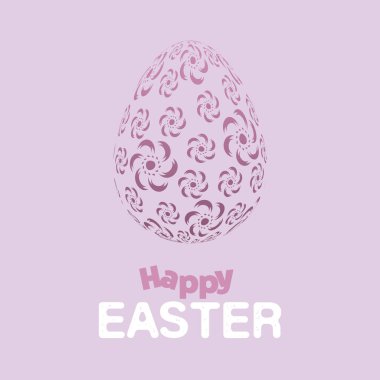 Purple Happy Easter Card with Patterned Egg - Minimalist Holiday Greeting Card, Web or Invitation Design in Editable Vector Format