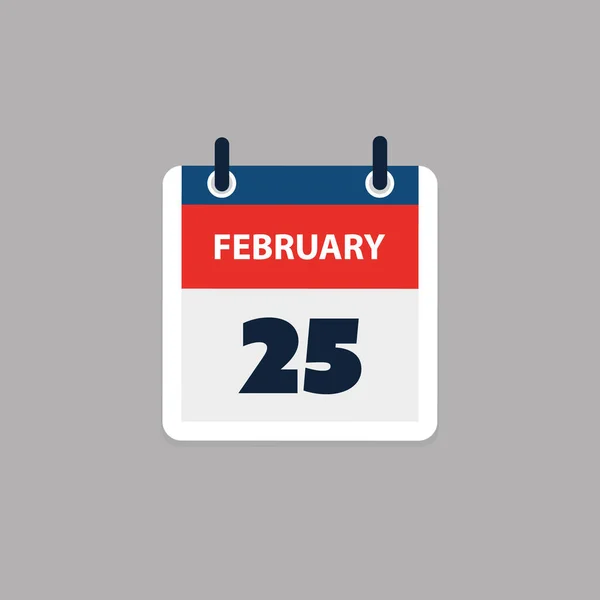 Simple Calendar Page Design Day 25Th February Banner Graphic Design — Vector de stock