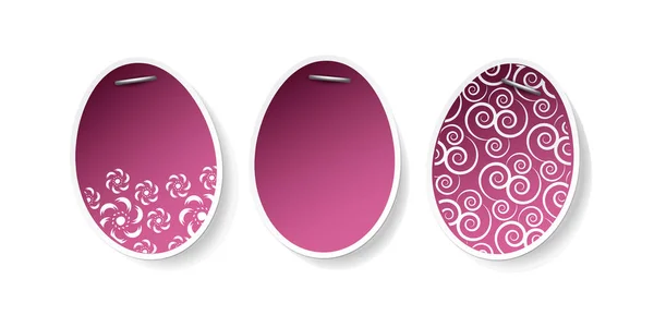 Set Three Purple Lit Stapled Painted Patterned Paper Easter Eggs — Stockvector