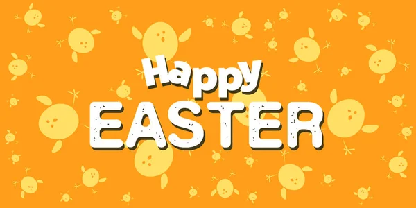Happy Easter Card Template Big Text Label Random Placed Yellow — Stockvector