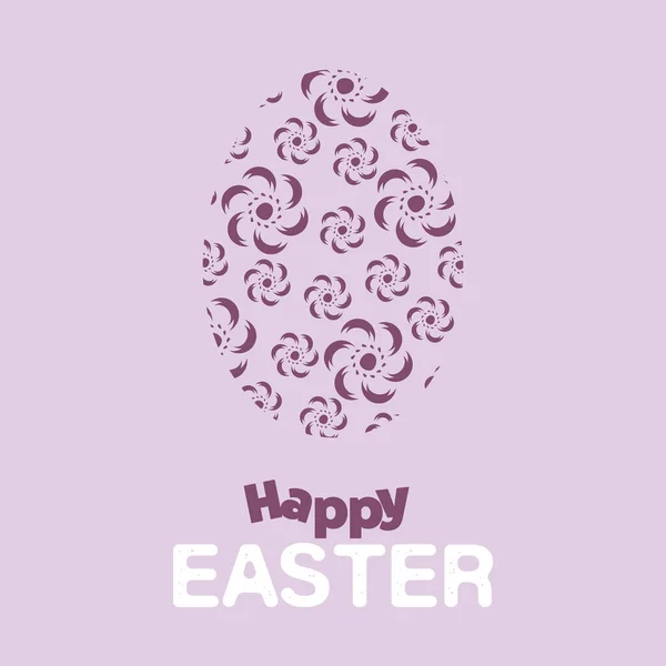 Purple Happy Easter Card Patterned Egg Minimalist Holiday Greeting Card — Vetor de Stock