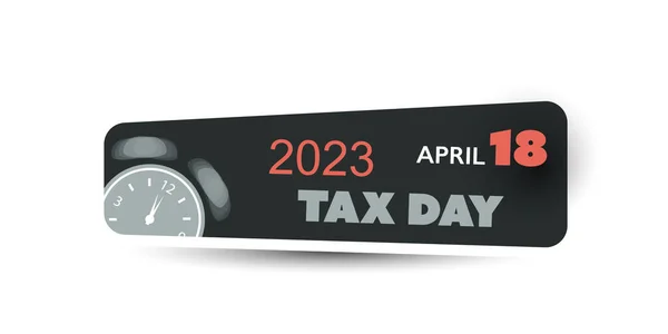 Retro Style Horizontal Tax Day Reminder Concept Banner Ringing Clock — Stockvector