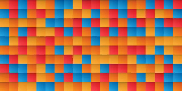 Абстрактные Цветные Пиксельные Поверхностные Пятна Оранжевыми Красными Синими Квадратами Широкая — стоковый вектор