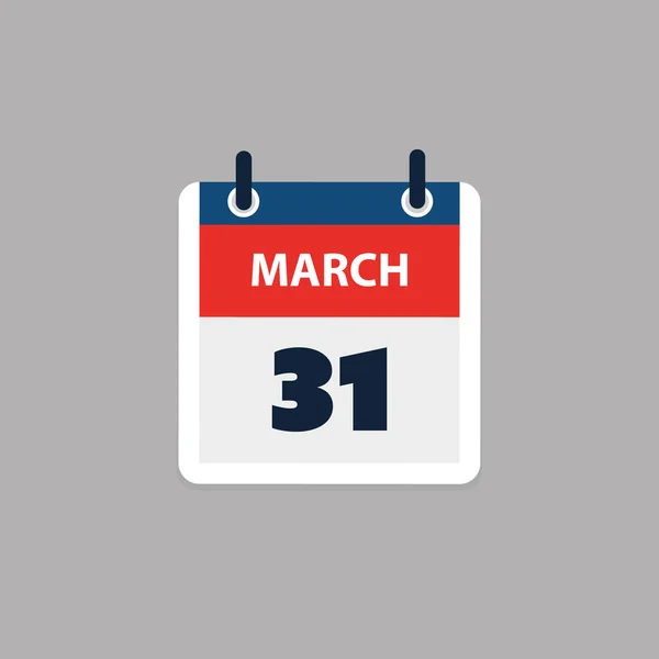 シンプルなカレンダーページ3月31日の日 バナー グレーの背景に隔離されたグラフィックデザイン ウェブ フライヤー ポスターのデザイン要素 予定されたイベント 会議のために作られたデザインに便利な — ストックベクタ