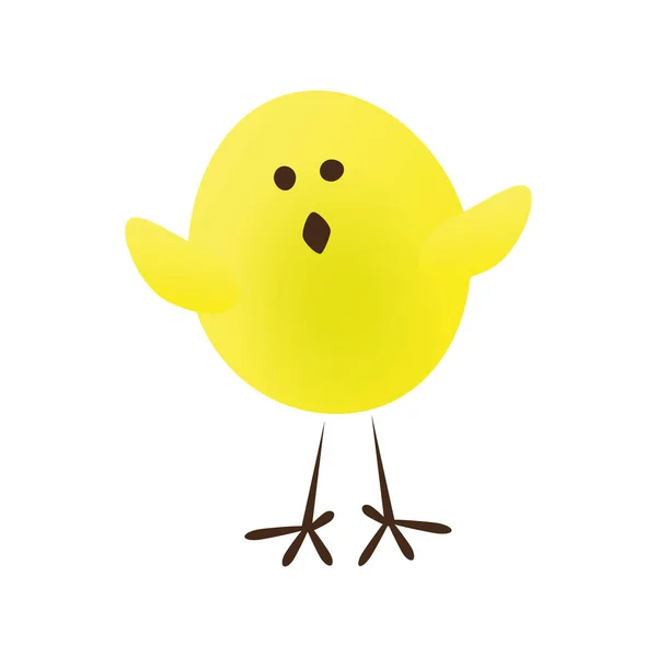 Vicces Aranyos Álló Sárga Chick Elszigetelt Fehér Háttér Illusztráció Szerkeszthető — Stock Vector