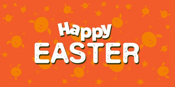 Happy Easter Card Template Big Text Label Random Placed Yellow — Stock Vector