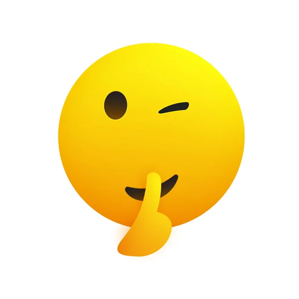 Ησυχία Shushing Winking Cheeky Emoji Gesturing Ζητώντας Είναι Ήσυχο Εμφάνιση — Διανυσματικό Αρχείο