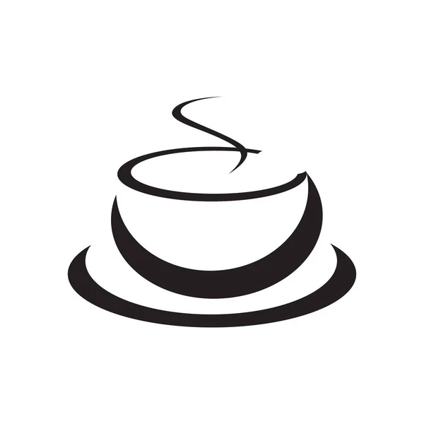 Geïsoleerde Koffiebeker Schotel Pictogram Black White Hot Drink Symbool Template — Stockvector