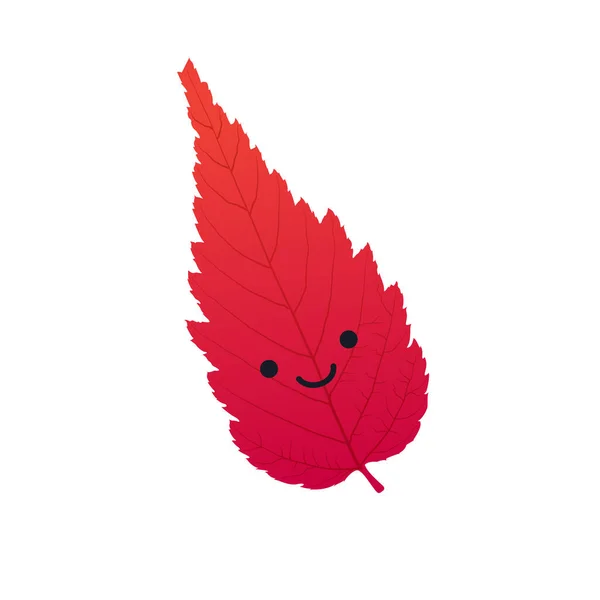 Gülücük Yüzlü Modern Biçim Simgesi Kırmızı Düşen Sonbahar Ağacı Yaprağı — Stok Vektör