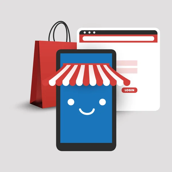 Sorgloses Online Shopping Auf Sicheren Smart Devices Mit Sicheren Webseiten — Stockvektor