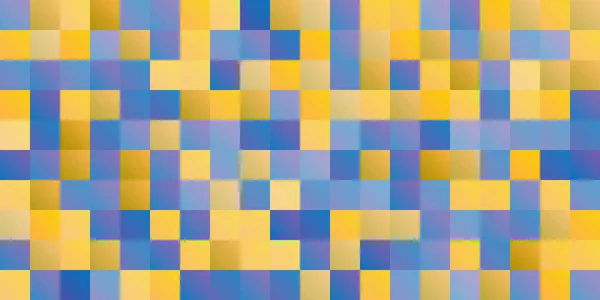抽象的なカラフルなピクセル化された表面パターンとランダムな色の青と黄色の正方形 ワイドスケール幾何学的モザイクテクスチャ 世代アート ベクトル背景デザイン — ストックベクタ