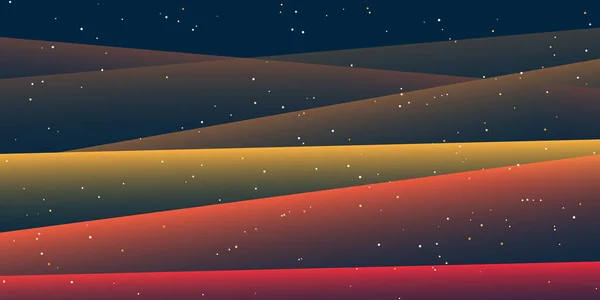 Abstraktní Červené Hnědé Vlnité Čáry Geometrické Tvary Hvězdné Noční Obloze — Stockový vektor